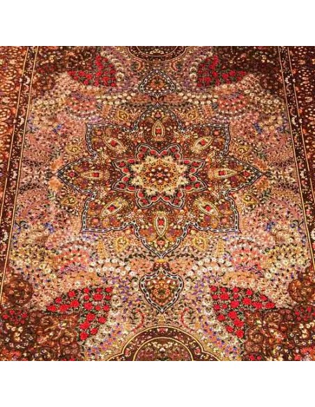 Qom Hand-woven All Silk Carpet Rc-193 center view
