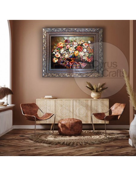 "Flower Basket AG-123" 100% hand-made tableau rug (pictorial carpet) wall art