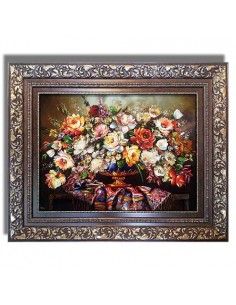 "Flower Basket AG-123" 100% hand-made tableau rug (pictorial carpet) full view