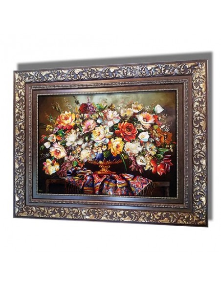 "Flower Basket AG-123" 100% hand-made tableau rug (pictorial carpet) right angle "Flower Basket AG-123" 100% hand-made tableau rug (pictorial carpet) right angle