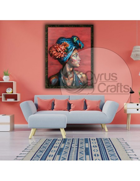 The decorative oil painting tableau "Indigenous Woman AG-719" wall art