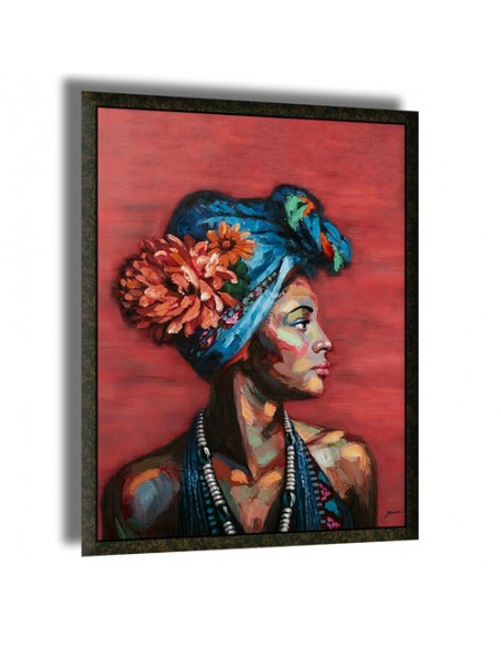 The decorative oil painting tableau "Indigenous Woman AG-719" left angle