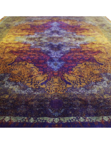 Machine-woven Purple, Yellow, Orange, Blue Area Rug Rc-205 center view Machine-woven Purple, Yellow, Orange, Blue Area Rug Rc-205 center view
