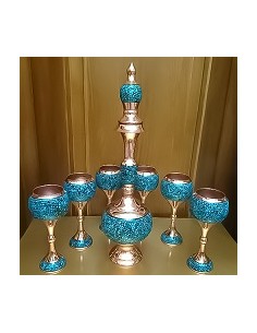 Blue Turquoise Wine Glass and Decanter Set FV 2