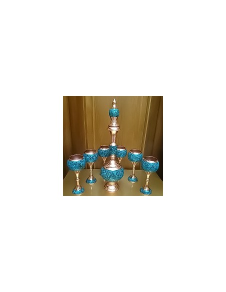 Blue Turquoise Wine Glass and Decanter Set