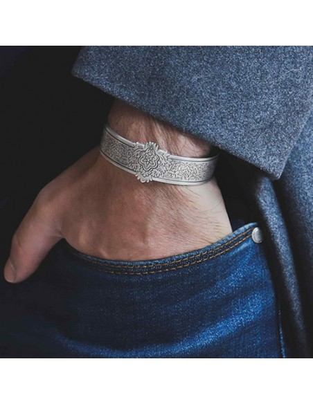 Persian Hand Carved Oxidized Silver Bracelet | Men's Accessories Persian Hand Carved Oxidized Silver Bracelet | Men's Accessories