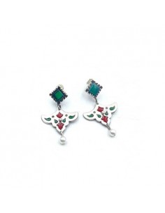Unique Handmade Silver Stud Minakari Earring | Enamel Earrings