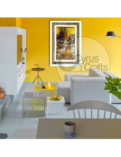 Tabriz silk hand-knotted pictorial rug "Winter Sunset AG-785" full view 2