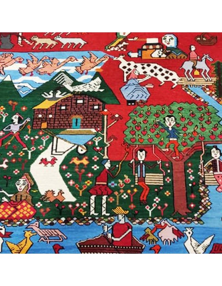 Tabriz Hand-Knotted Wool Kilim With Imaginary Design Rc-220 zoom in Tabriz Hand-Knotted Wool Kilim With Imaginary Design Rc-220 zoom in