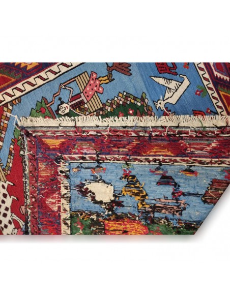 Tabriz Hand-Knotted Wool Kilim With Imaginary Design Rc-220 back view Tabriz Hand-Knotted Wool Kilim With Imaginary Design Rc-220 back view