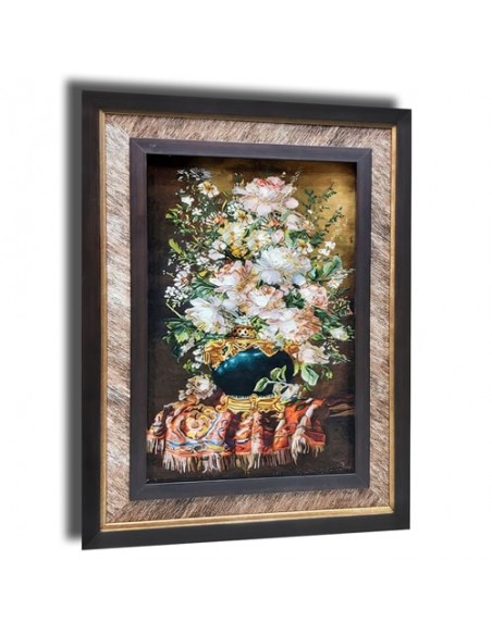 Flowerpot AG-807 Tabriz, silk floral tableau rug/carpet MARKDOWN wall art 1 left angle Flowerpot AG-807 Tabriz, silk floral tableau rug/carpet MARKDOWN wall art 1 left angle