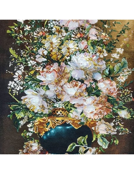Flowerpot AG-807 Tabriz, silk floral tableau rug/carpet MARKDOWN wall art 1 zoom in