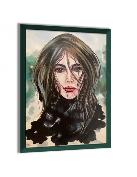 Staggering oil painting canvas "Glancing Girl AG-811" for sale left angle