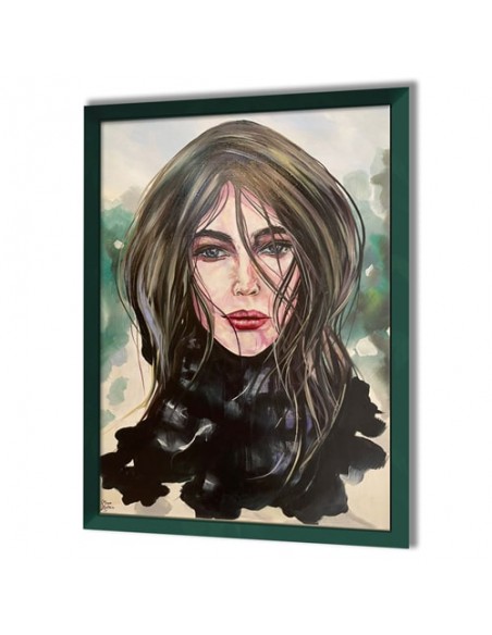 Staggering oil painting canvas "Glancing Girl AG-811" for sale right angle