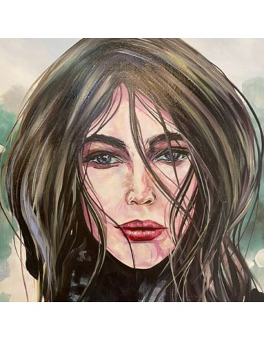 Staggering oil painting canvas "Glancing Girl AG-811" for sale zoomed in