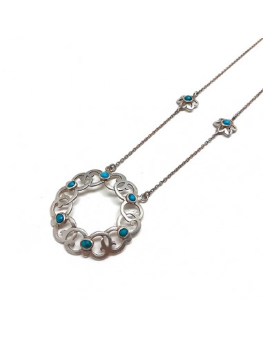 Handmade Blue Turquoise & Silver Necklace AC-821