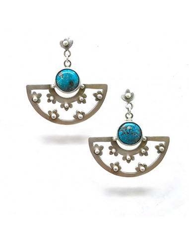 Blue Turquoise & Silver Earrings AC-823