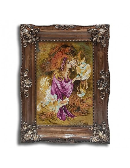 The Warmth of Love AG-836 Machine-Made 3D Silk Wall Rug (Tableau Rug) full view