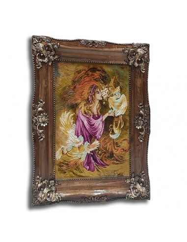 The Warmth of Love AG-836 Machine-Made 3D Silk Wall Rug (Tableau Rug) left angle