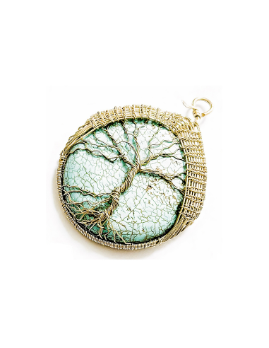 Handmade brass pendant and turquoise stone fw1
