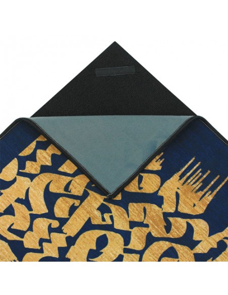 Double Layer Navy Blue Calligraphy Rug Rc-235 side view