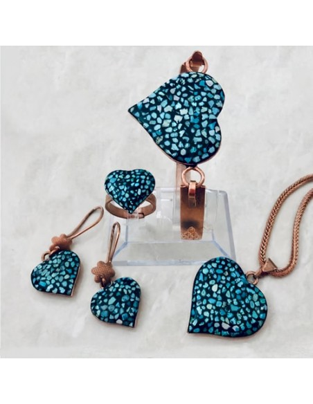 Unique Heart Shaped Jewelry | Blue Turquoise Jewelry Set