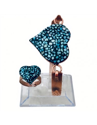 Heart Shaped Blue Turquoise Jewelry Set AC-874
