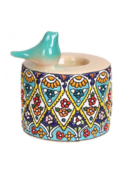 Hand-Painted Minakari Candle Holder Bird-AC-880 FV