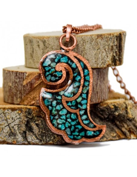 Handmade Turquoise Inlaid Copper Necklace AC-887