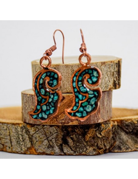 Handmade Turquoise Inlaid Copper Earrings AC-887 Handmade Turquoise Inlaid Copper Earrings AC-887