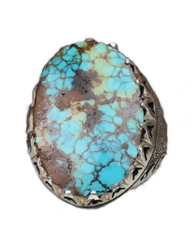 Silver Engraved Ring With Turquoise Stone AC-895 fv