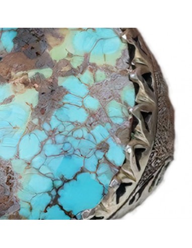 Silver Engraved Ring With Turquoise Stone AC-895 fv