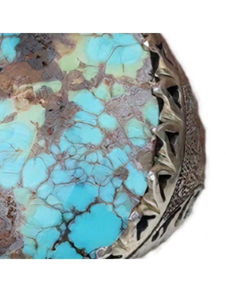 Silver Engraved Ring With Turquoise Stone AC-895 fv