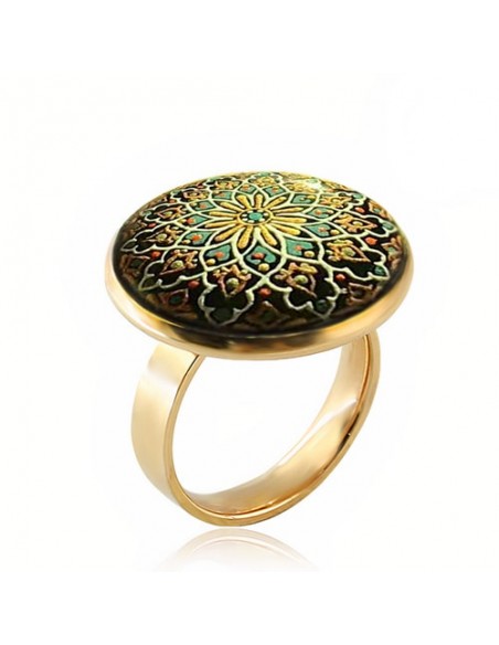 Hand Painted Minakari Silver Ring AC-897 fv