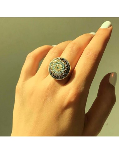 Hand Painted Minakari Silver Ring AC-897 vbfv