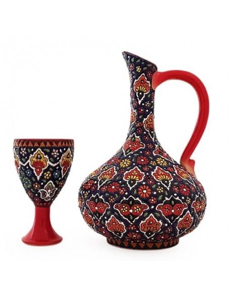 Minakari Clay Water Pitcher & water Cup Set HC-905 fv