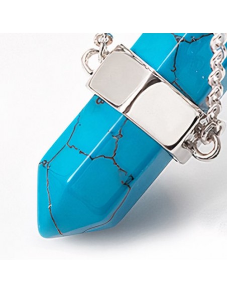 Handmade Blue Turquoise Silver Necklace AC-911 zi
