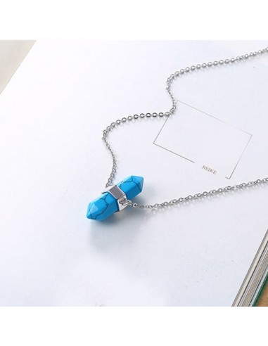 Handmade Persian Blue Turquoise Silver Necklace | Chain + Pendant