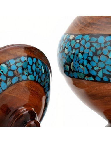 Handmade Wood Candy Bowl With Turquoise Inlay HC-921 zi1