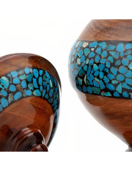 Handmade Wood Candy Bowl With Turquoise Inlay HC-921 zi1