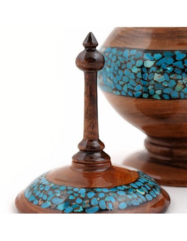 Handmade Wood Candy Bowl With Turquoise Inlay HC-921 zi2