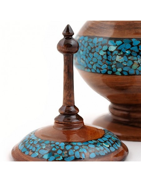 Handmade Wood Candy Bowl With Turquoise Inlay HC-921 zi2