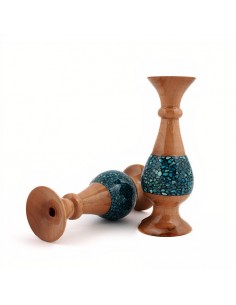 Handmade Wooden Vase With Turquoise Inlay HC-923 fv 2