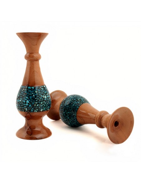 Handmade Wooden Vase With Turquoise Inlay HC-923 sv2