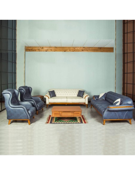 cinereous leatherette sofa set