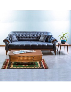 leatherette sofa with coffee table