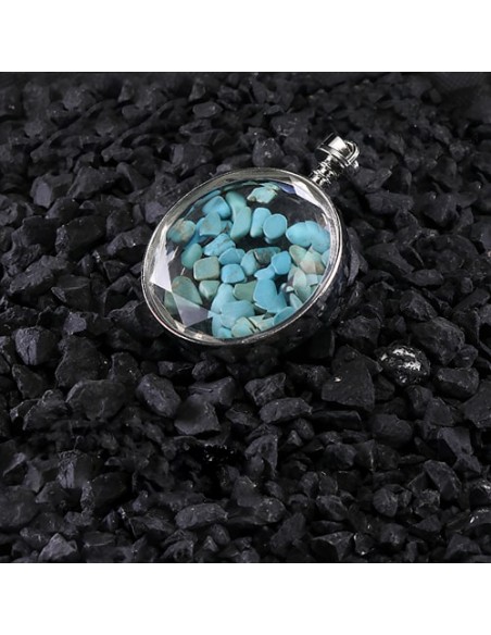 Blue Turquoise Steel & Resin Necklace AC-928 id2 Blue Turquoise Steel & Resin Necklace AC-928 id2