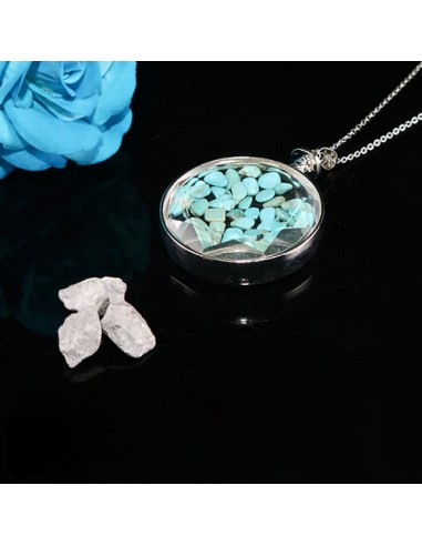 Blue Turquoise Steel & Resin Necklace AC-928 id3