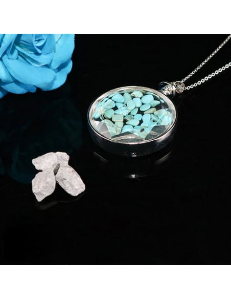 Blue Turquoise Steel & Resin Necklace AC-928 id3 Blue Turquoise Steel & Resin Necklace AC-928 id3