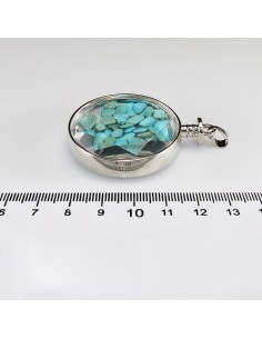 Blue Turquoise Steel & Resin Necklace AC-928 fv 2